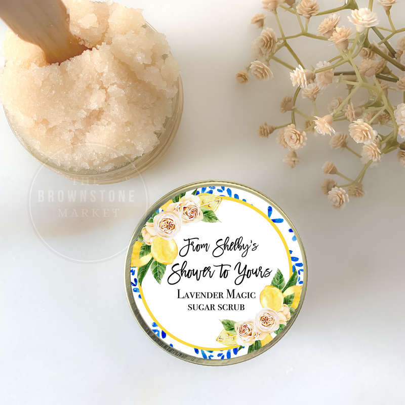 Body Care Sugar Scrub - Bridal Shower Favors Mediterranean Lemon theme