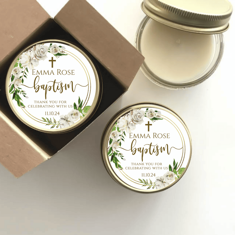 Baptism Favors - Set of 6 -  Greenery Gold