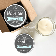 Baby Boy Blue Christening Candle | Personalized Baptism Favor | Scented Thank You Gift