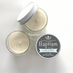 Baby Boy Blue Christening Candle | Personalized Baptism Favor | Scented Thank You Gift