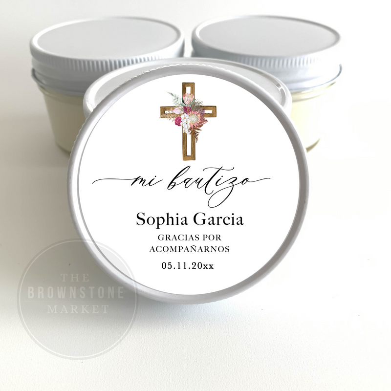 Baptism Candle Personalized | Scented Christening Favor | Baby Dedication Candle Gift