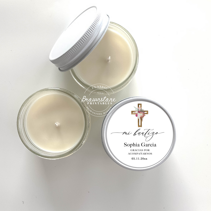 Baptism Candle Personalized | Scented Christening Favor | Baby Dedication Candle Gift