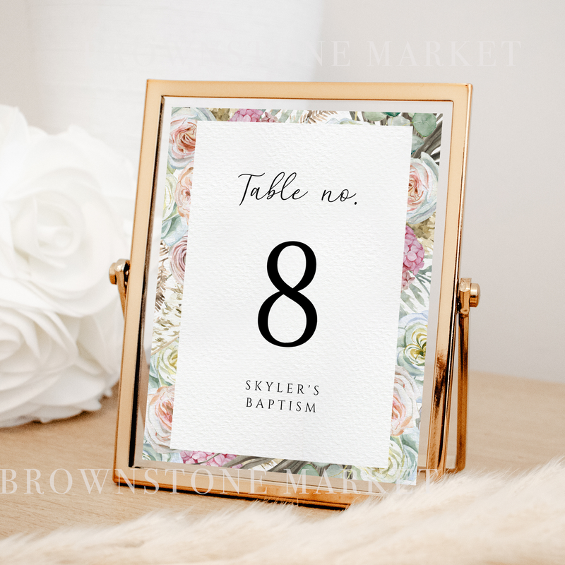Table Number Sign | Floral 6245