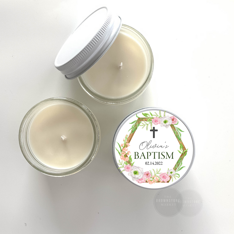 Baptism Candle Favors | Floral Frame