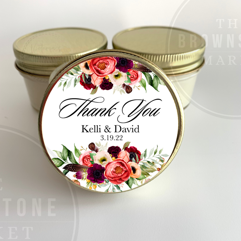 Thank You Wedding Favors - Set of 6 - Scabiosa roses