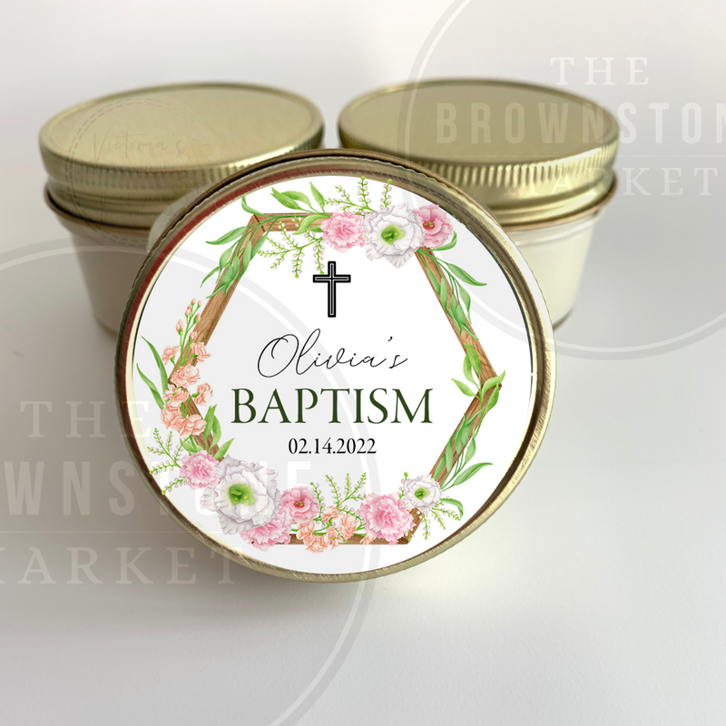 Baptism Candle Favors | Floral Frame