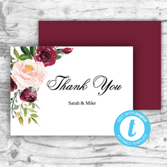 Floral Rose Thank You Card