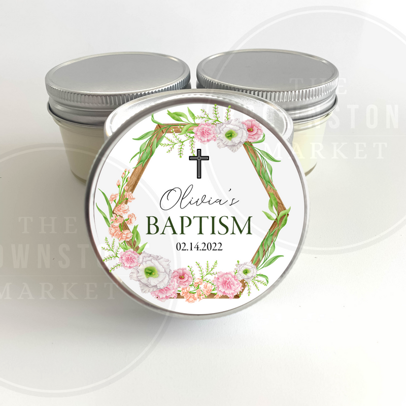 Baptism Candle Favors | Floral Frame