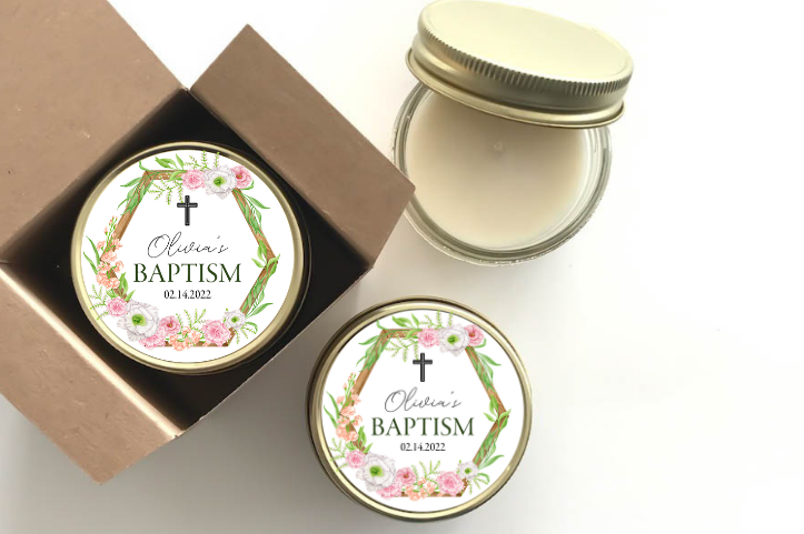 Baptism Candle Favors | Floral Frame