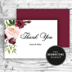 Floral Rose Thank You Card