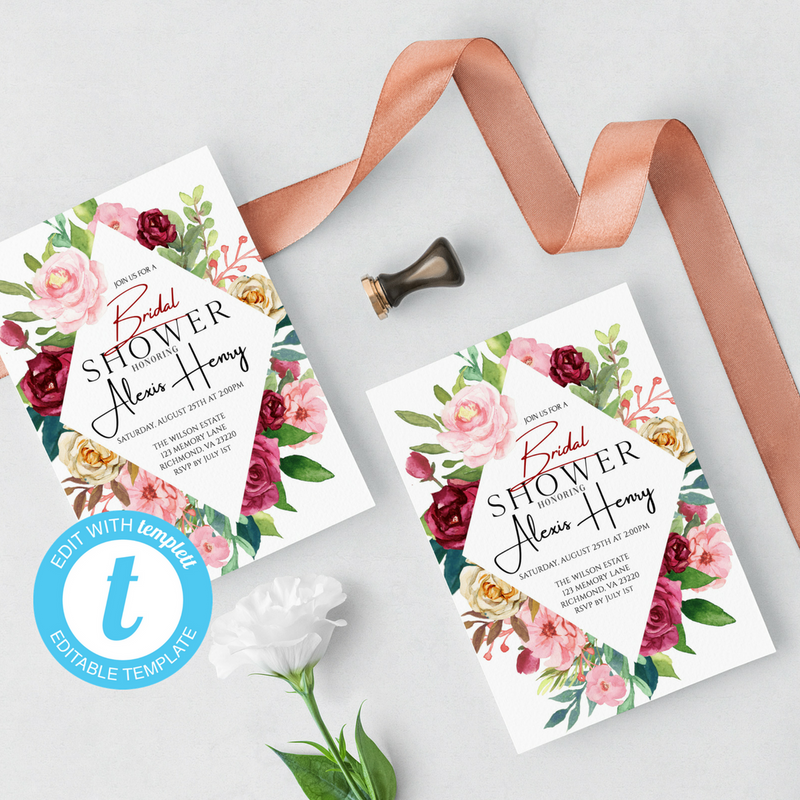 Ruby Rose Invitations by The Brownstone Market 