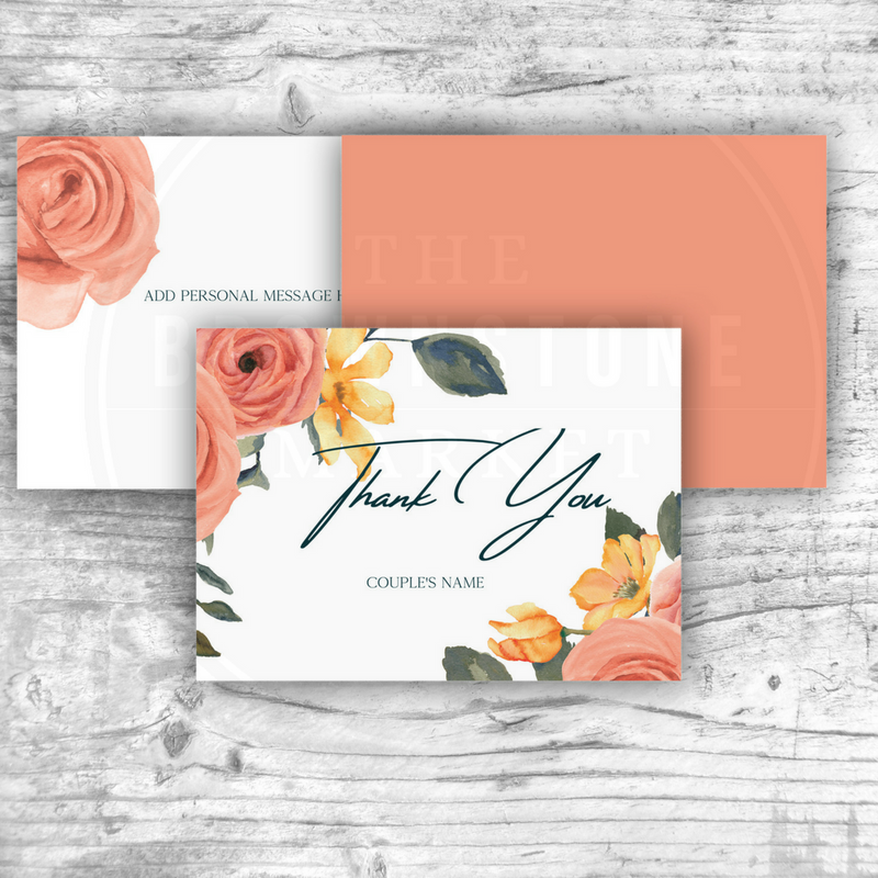 Peach Floral Thank You Card