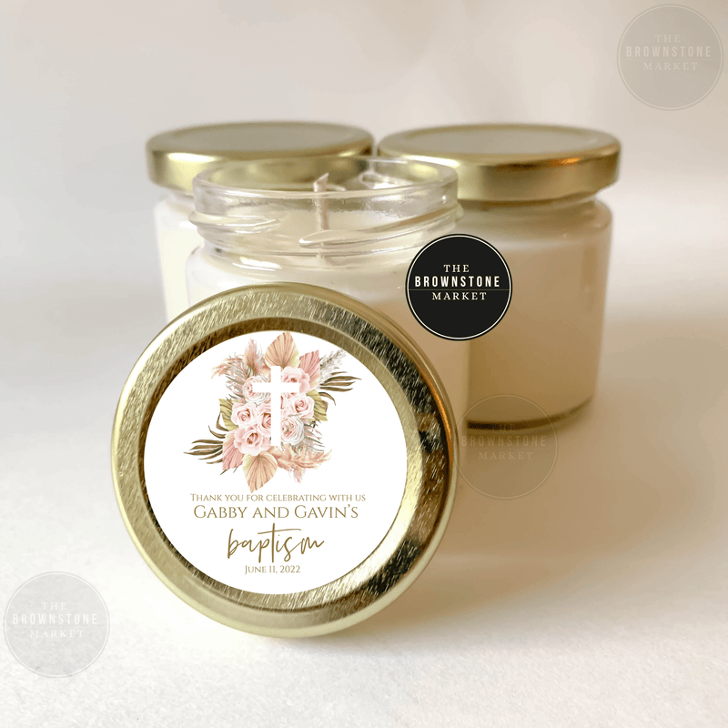 Pampas Floral Baptism Favors