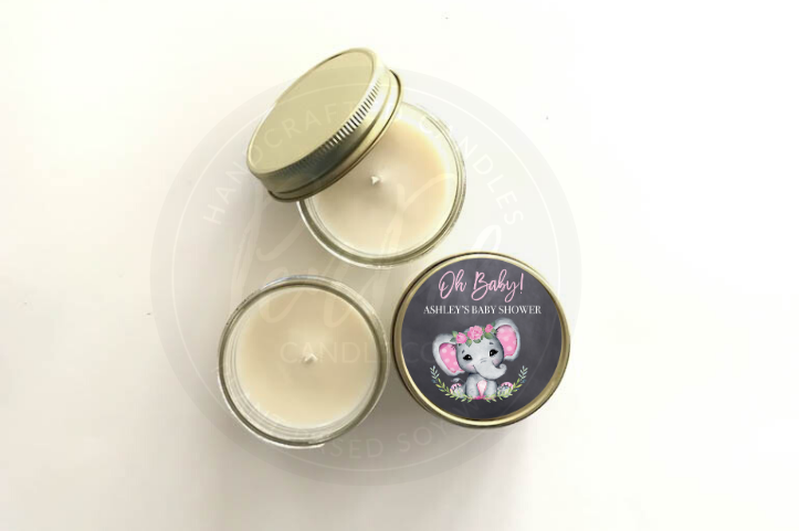 Girl Elephant Baby Shower Favor - Set of 6 Candles