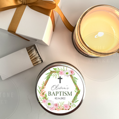 Baptism Candle Favors | Floral Frame