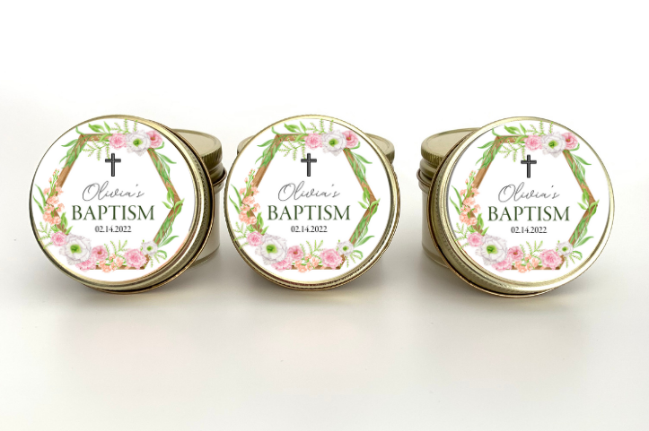 Baptism Candle Favors | Floral Frame