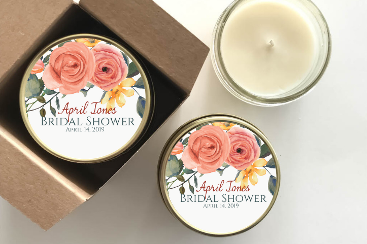 Bridal Shower Favors - Set of 6 - Peach Spring Floral