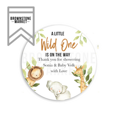 Safari Baby Shower Labels - A Little Wild One Is On The Way
