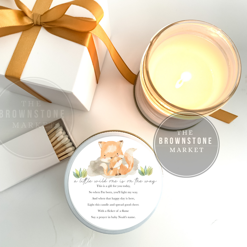 A Little Wild One is on the way - Baby Shower Favor Fox Theme