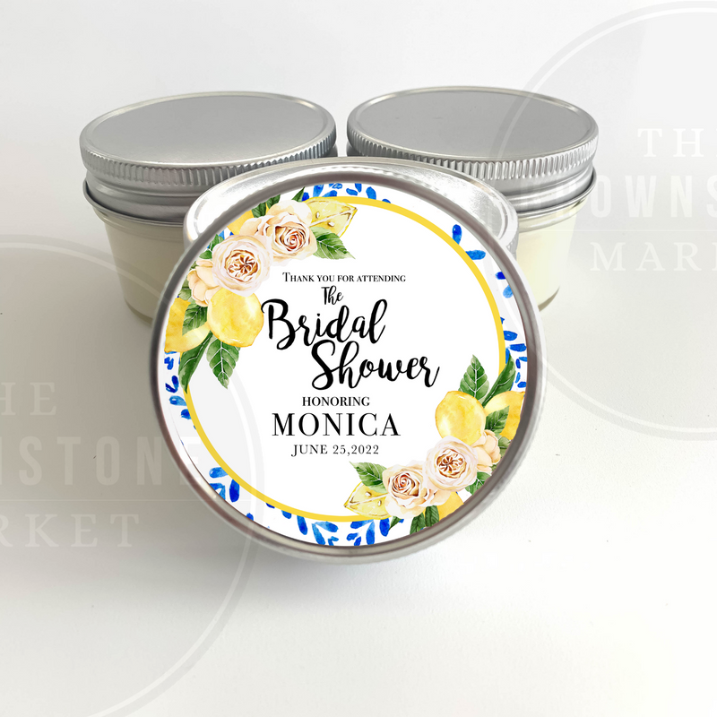 Lemon Mediterranean Favors - Bridal Shower Candles Set of 6