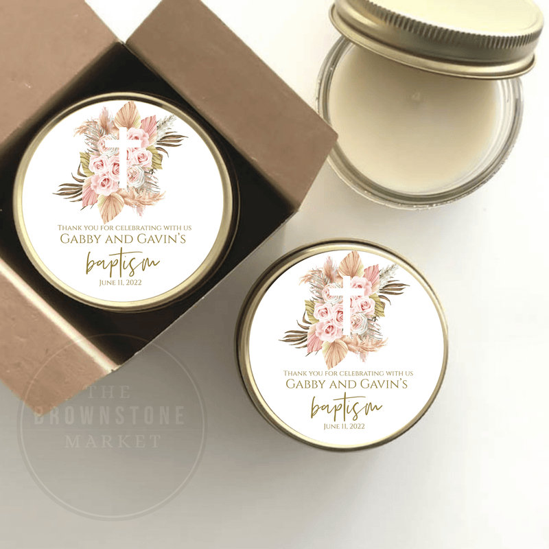 Pampas Floral Baptism Favors