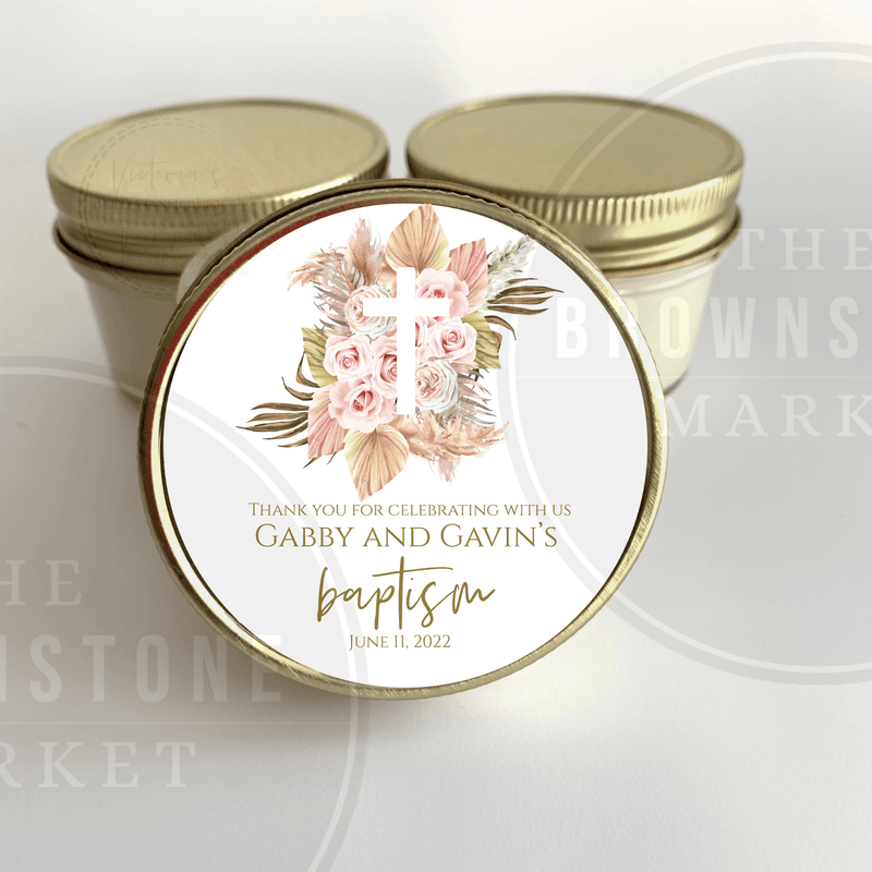 Pampas Floral Baptism Favors