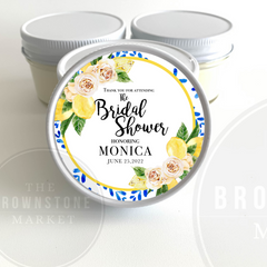 Lemon Theme Bridal Shower Favor 4oz Candle