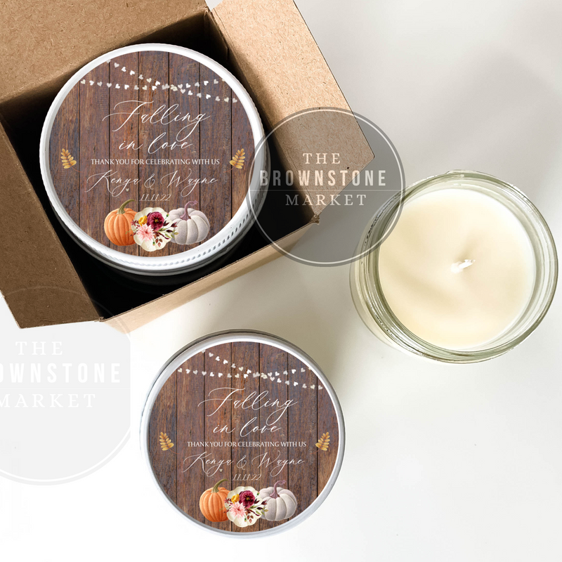 Bridal Shower Favor Candles - Blue Floral Label