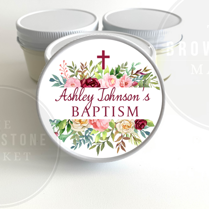 Baptism Favor - Personalized Gifts Set of 6 - Ruby Floral