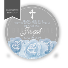 Baptism Sticker -  Blue Floral