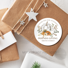 Friendsgiving Editable Thank You Label