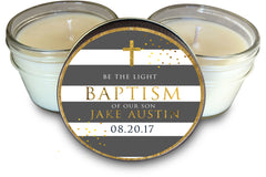 Baptism Favors - Set of 6 -  Grey and White Stripes