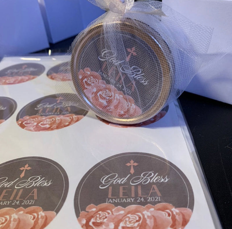 Baptism Favors | God Bless Pink Floral