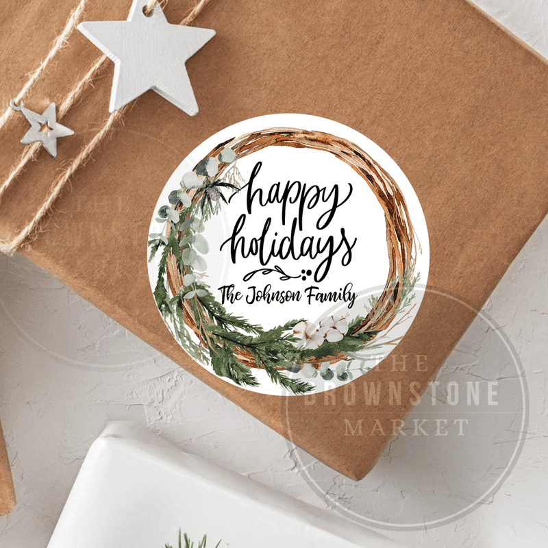 Happy Holidays Stickers - Holiday Labels