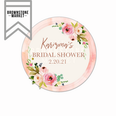 Bridal Shower Sticker - Peach Rose Floral