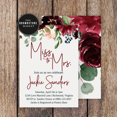 Ruby Floral Bridal Shower Invitation