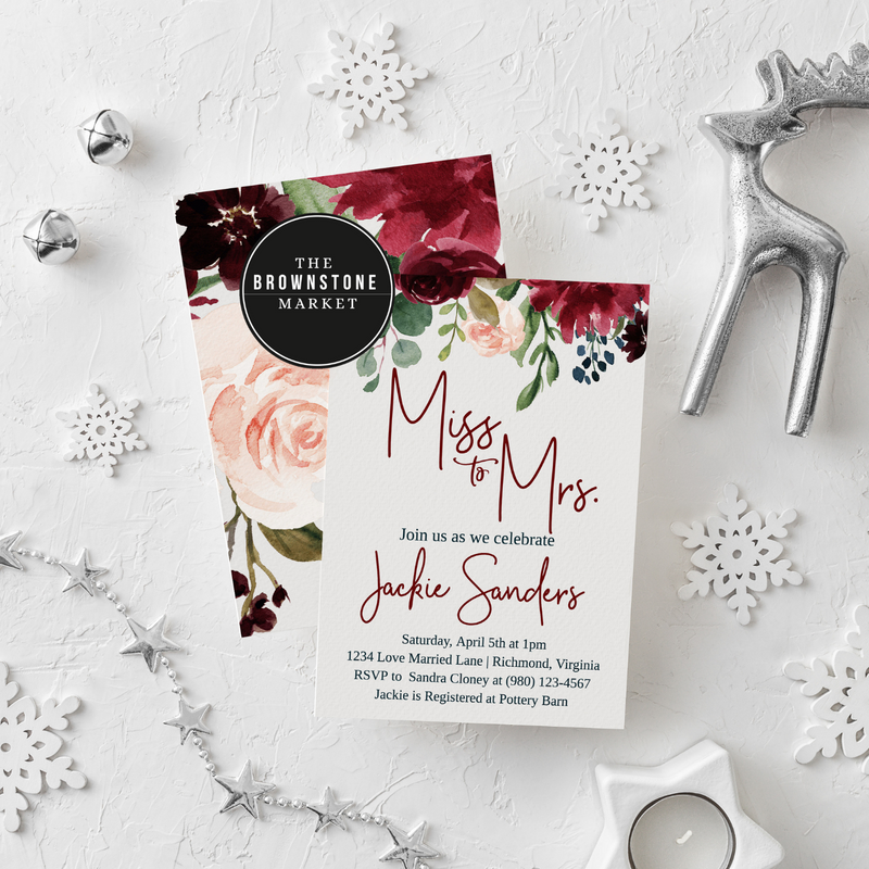 Ruby Floral Bridal Shower Invitation