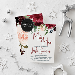 Ruby Floral Bridal Shower Invitation