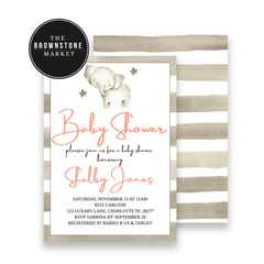 Baby Shower Invitation Ella Peach