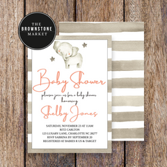 Baby Shower Invitation Ella Peach