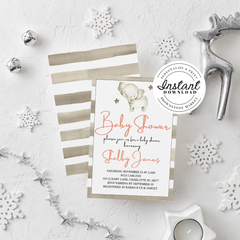 Baby Shower Invitation Ella Peach