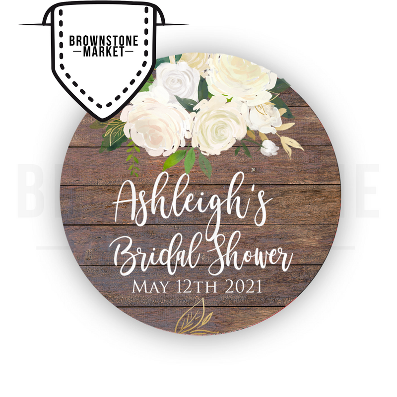 Rustic Bridal Shower Sticker - Custom Labels - Thank You Stickers -