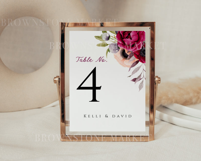 Table Number Sign | Floral 2385