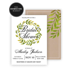 Green Wreath 01 | Bridal Shower Invitation