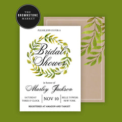 Green Wreath 01 | Bridal Shower Invitation