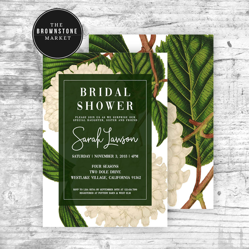 Green Leaf Bridal Shower Invitation