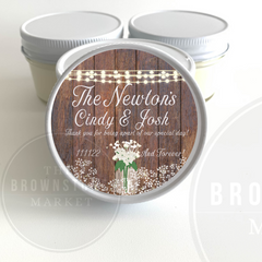 Wedding Favors - Rustic Theme Bridal Shower Candles